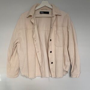 Zara Beige Corduroy Utility Jacket